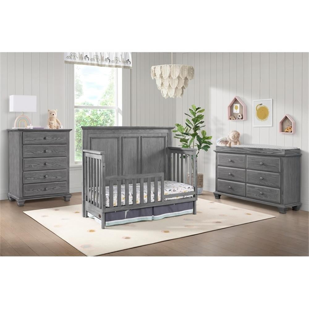 Oxford Baby Kenilworth 4-in-1 Convertible Crib, Graphite Gray, GREENGUARD Gold Certified, Wooden Crib