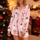 thumbnail image 3 of Puyaiuu Women's Christmas Pajamas Fleece Onesie Warm Winter Pjs Santa Claus Printed Bodycon Romper Hooded Jumpsuits for Women One Piece Pajama Gift, 3 of 7
