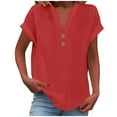 thumbnail image 1 of Hot Sale!! Mode Décontractée pour Femmes Col en V Boutonné Manches Courtes T-Shirt, 1 of 6