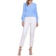 thumbnail image 2 of Blusa Vintage de Cuello en V Allegra K para Mujeres, Blusas Casuales de Manga Larga con Volantes, L Azul, 2 of 6