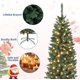 thumbnail image 3 of 6.5ft qeetex pre-lit slim aspen fir artificial christmas tree con clear ul lights, realistic pinecones y berries, metal stand, fácil montaje, 3 of 9