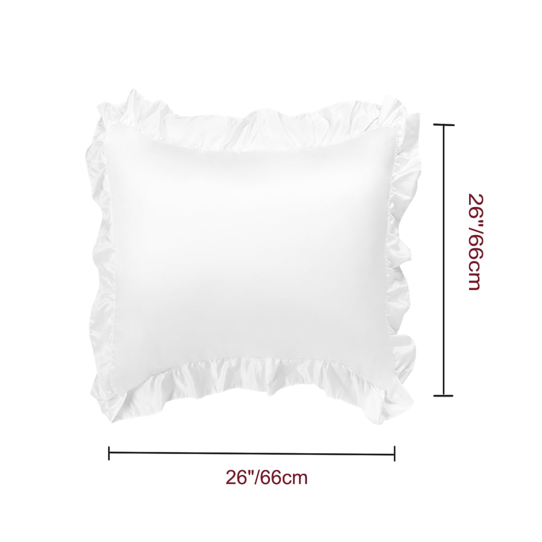 Unique Bargains 2-Piece Satin Ruffled Edge Pillowcases, Euro, White