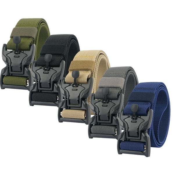 Cinturones para hombres Hebilla de liberación rápida magnética Nylon tejido elástico ajustable