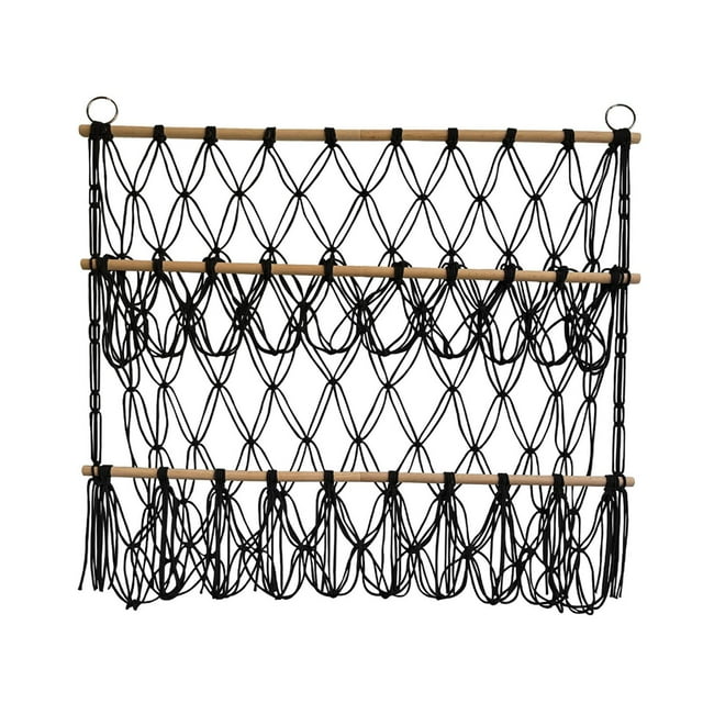 veasfak Stuffed Animals Storage Hammock Organizing Boho Soft Hanging Organizer Plush Toy black