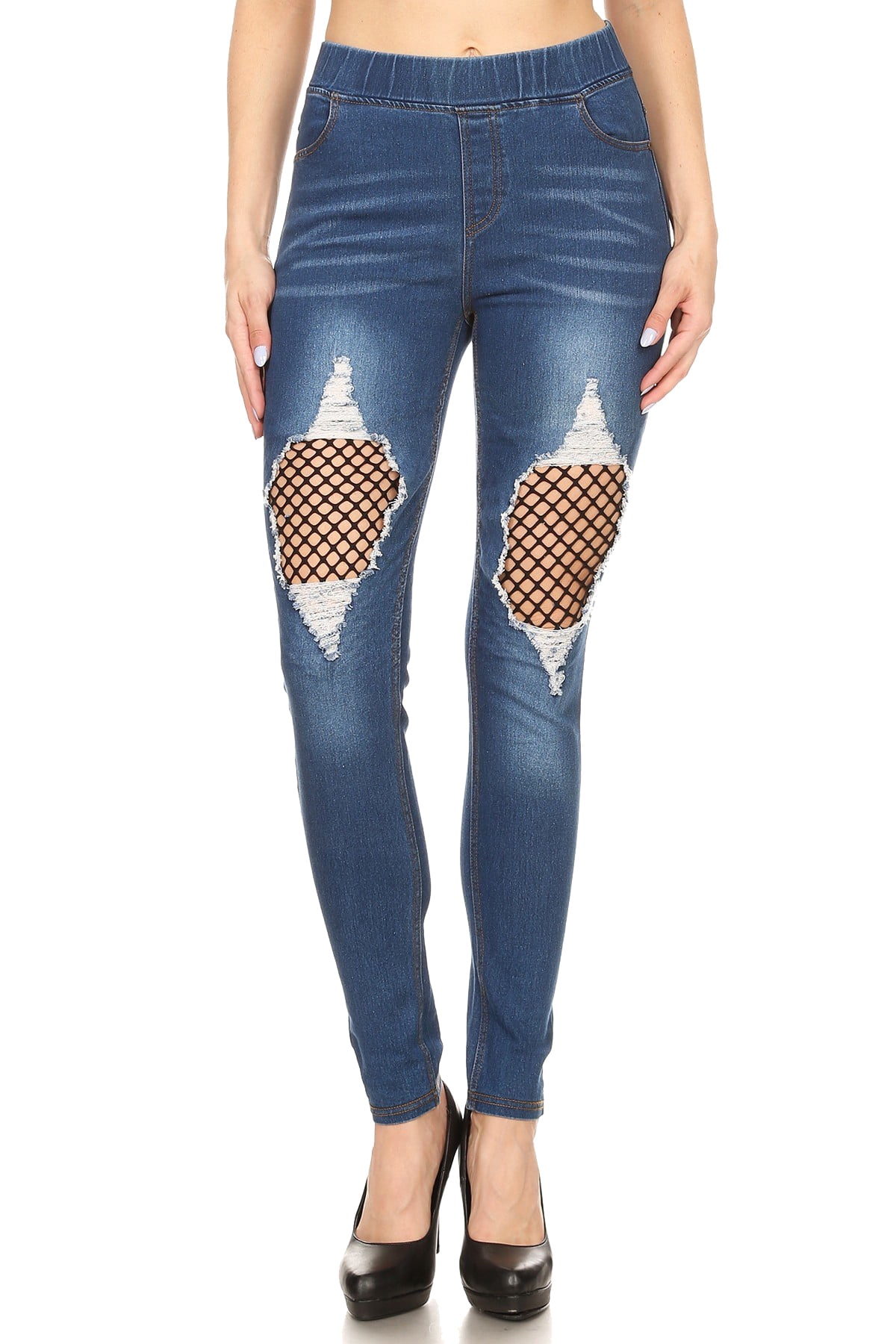 Ripped Stretch Denim Skinny Jeans 