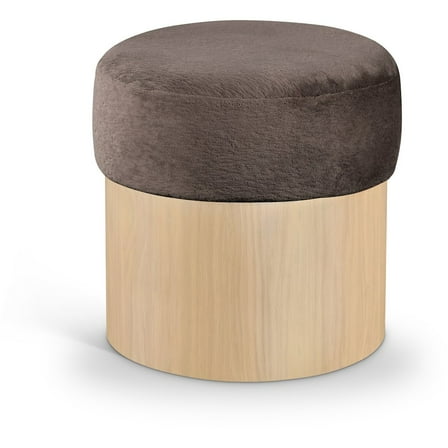 Meridian Furniture Nimes Brown Velour Fur Fabric Ottoman/Stool