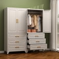 thumbnail image 3 of Polup 71“ Tall Metal Sturdy Armoire Wardrobe Closet with Three Drawers, White Wardrobes with Doors and Shelves, 3 of 8