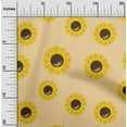 thumbnail image 2 of oneOone Cotton Poplin Light Beige Fabric Floral Sunflower Silhouette Dress Material Fabric Print Fabric By The Yard 42 Inch Wide, 2 of 4