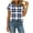 01# Blue, variant on Ihhxva Tops for Women Plaid Button-Up Blouse Fit Button Detail Moisture-Wicking V-Neck Short Sleeve Shirt S-2XL