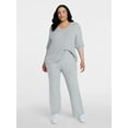thumbnail image 2 of Time and Tru Women's V-Neck Sweater and Pants Lounge Set, 2-Piece, Sizes, XS-XXXL, 2 of 5