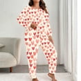 thumbnail image 7 of FDGIU ‌‌‌‌Women's Plus Size Valentine Pajama Set - 2 Piece Long Sleeve Button Down Sleepwear with Heart Print, 7 of 7
