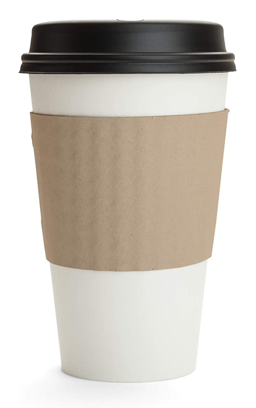 200 Sets 16oz Disposable Coffee Cups with Dome Lids and Sleeves BONUS Stirrers 