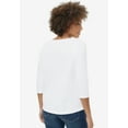 thumbnail image 2 of ellos Women's Plus Size Boatneck Tee With Three-Quarter Sleeves - 30/32, White, 2 of 3