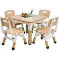 thumbnail image 1 of Table and Chairs Set for Ages 2-10, Height Adjustable Desk with 4 Seats,Arts & Crafts Table,Graffiti Desktop, Non-Slip Legs, Max 300lbs, Children Multi-Activity Table for Classrooms,Daycares, 1 of 6