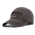 thumbnail image 2 of Vintage New York Embroidered Baseball Cap with Distressed Washed Finish and Adjustable Strapback Brown, 2 of 4