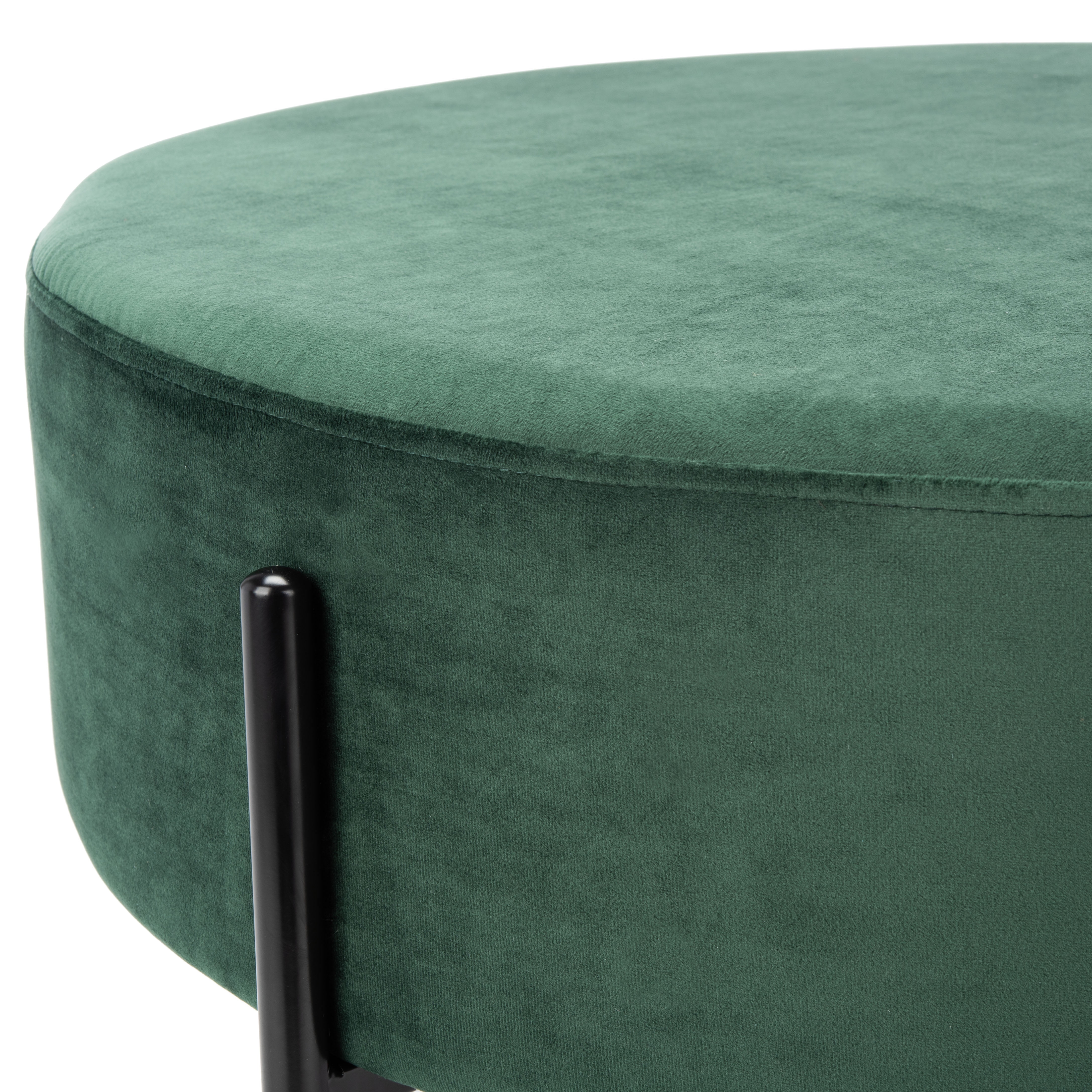 SAFAVIEH Lisbon Modern Glam Round Cocktail Ottoman, Malachite Green