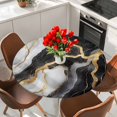 thumbnail image 2 of Abstract Marble Round Fitted Table Cover Gold Texture Simple Black White Modern Waterproof Table Cloth with Elastic Edge Wipeable Tablecloth for Picnic Camping Party Fits 36"-44" Diameter, 2 of 8