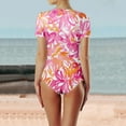 thumbnail image 3 of Hvot&aat Women's Two Piece Split Swimsuit Crew Neck Short Sleeve Top With BoyShorts Trunks Casual Blouson Print Swimwear, 3 of 3