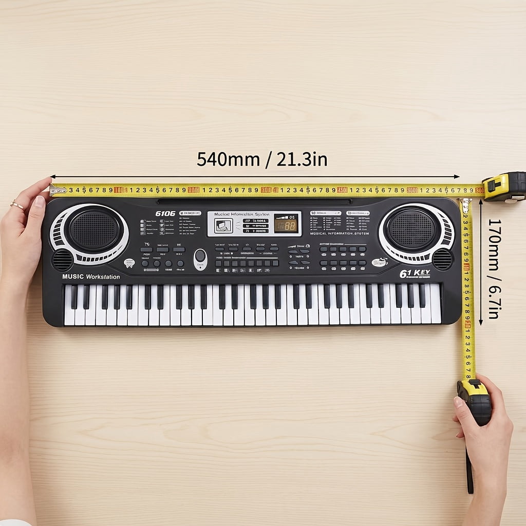 Fanruina 61 Key Keyboard Piano with Mic Music Book USB Plug In for Home Use