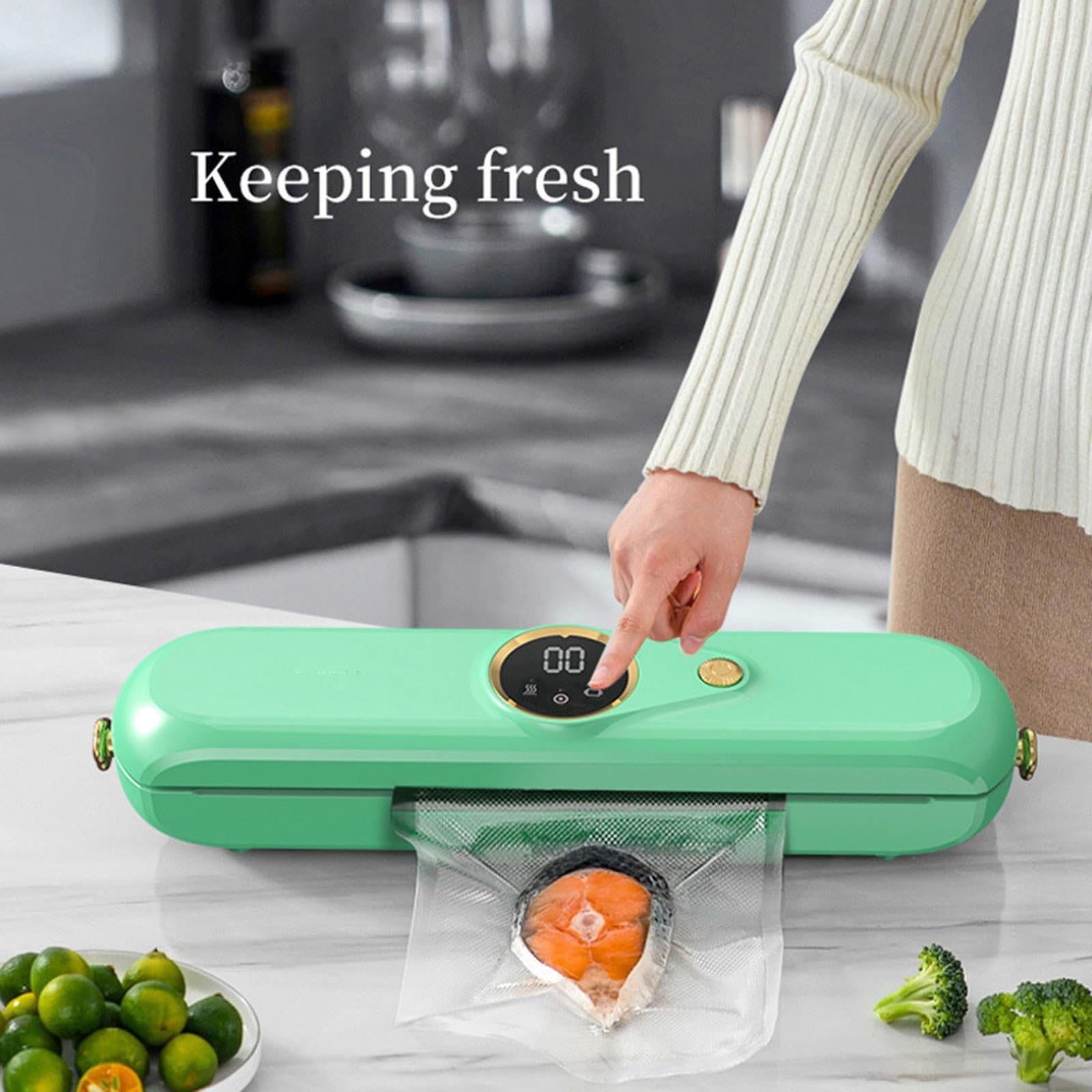Automatic Food Vacuum Sealer Machines With 10 Free Bags, Food Sealers Vacuum Sealing Systems Dry Wet Food Sealers for Food Preservation Meal Prep,60kPa Strong Suction One-Touch Operation,Purple