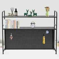 Heavy-Duty Office Organizer 115x20cm, Rust-Resistant Steel Pegboard Shelf with Accessory Hooks, 11lbs Per Tier & Leveling Feet for Uneven Surfaces