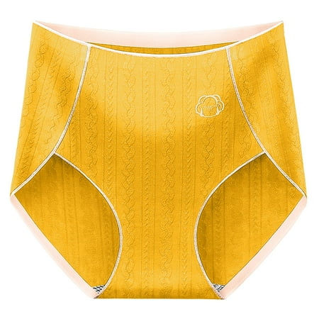 

KaLI_store Plus Size Lingerie Women s Underwear Cotton Mid Waist Stretch Panties Soft Comfy Briefs Full Coverage Dual Band Panties for Ladies Yellow XL