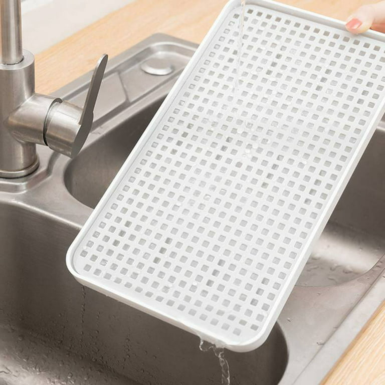 Drain Board for Kitchen Counter,Dish Drain Tray 2 Tier Non Slip Serving  Tray,Large Kitchen Dish Drying Rack with Drainboard Perfect for Sink,  Coffee