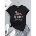 thumbnail image 3 of Camiseta con estampado de conejo de Pascua para profesor, 100 % algodón, cuello redondo, manga corta, tejido de punto transpirable, ideal para cualquier estación, ideal para adultos, hombres, mujeres,, 3 of 8