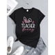 thumbnail image 3 of Camiseta con estampado de conejo de Pascua para profesor, 100 % algodón, cuello redondo, manga corta, tejido de punto transpirable, ideal para cualquier estación, ideal para adultos, hombres, mujeres,, 3 of 8