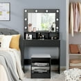 thumbnail image 3 of Costway Vanity Table Set with Lighted Mirror 8 LED Bulbs Large Drawer Cushion Stool, 3 of 10