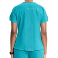 thumbnail image 2 of Infinity Women's V-Neck Scrub Top with Roomy Kangaroo Pocket High-Low Hemline and Center Back Length: 25 ½" - IN620A, XL, AQU, 2 of 6
