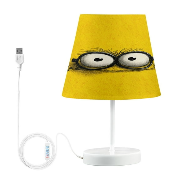 WOBOGO Cartoon Table Lamps Bedroom 3-Speed Dimmable Farm Style with Fabric Shade for Reading and Home Office