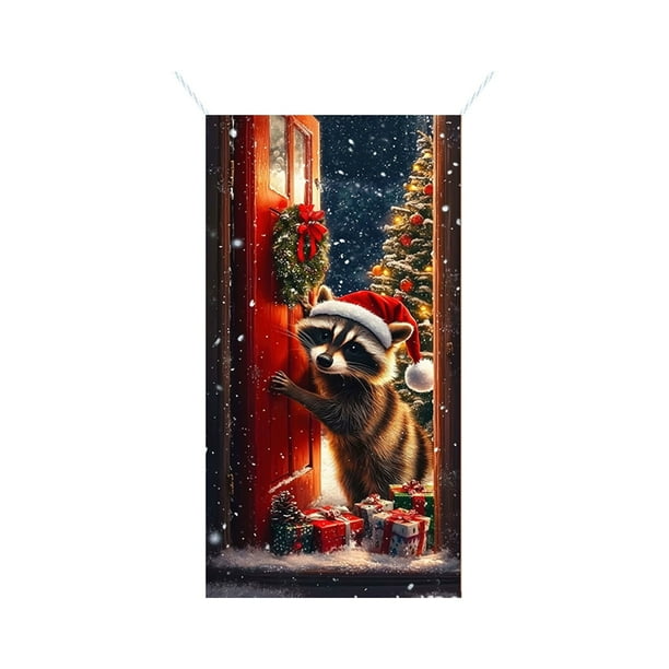 Decoraciones de Navidad Interior 35 X 71 Pulgadas Marco de Puerta de Navidad - Patrón de Santa Claus - Decoración de Puerta de Navidad - Decoración de Fiesta Del Festival