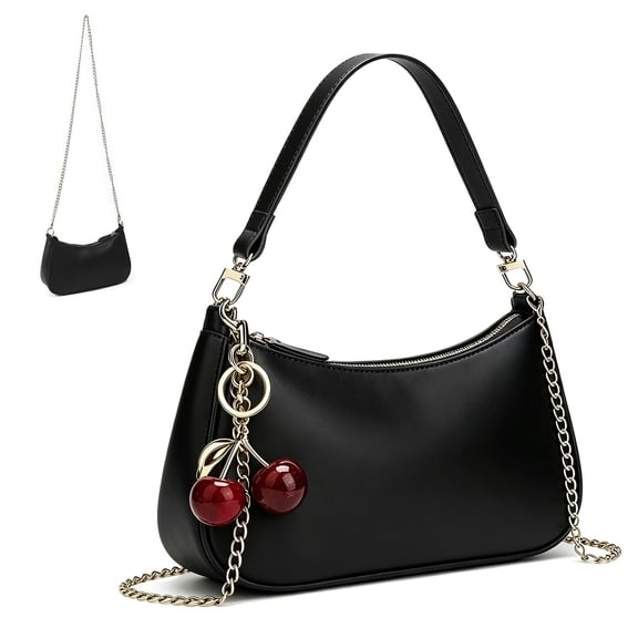 Women PU Leather Handbag Convertible Small Shoulder Purse with Detachable Straps Daily Use