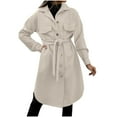 thumbnail image 2 of Ftwytp Long Trench Coat For Women Uk Loose Fit Double-Breasted Elegant Windbreake Coats With Belt Lapel Collar Solid Outwear Winter Jacket, 2 of 9
