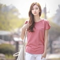 thumbnail image 5 of Babysbule Womens Summer Tops Fashion Womens Plus Size Loose Short Sleeve Pullover O-Neck Tops Casual T-Shirt, 5 of 9