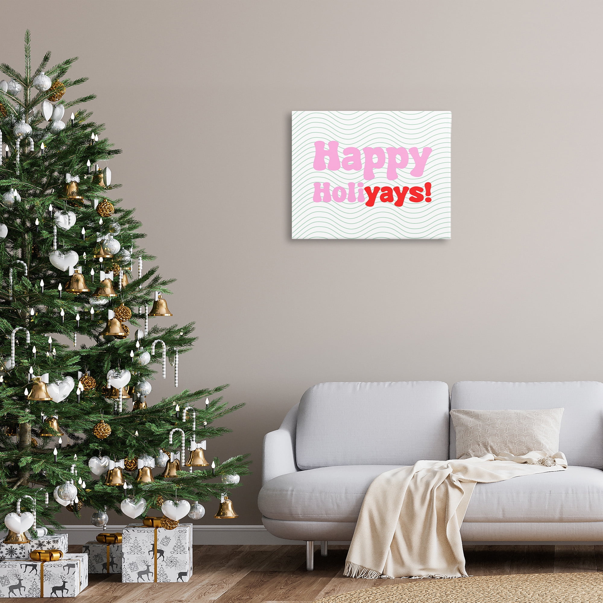 Stupell Industries Happy Holiyays Patterned Holiday Painting Gallery Wrapped Canvas Art Print Wall Art, 30 x 24