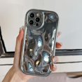thumbnail image 7 of for iPhone 12 Pro Case, 3D Laser Water Ripple Pattern Wavy Shockproof Soft Phone Case, Cute Bling Curly Wave Shape Cover for Women Girls iPhone 12 Pro Case, Electroplate Silver, 7 of 7