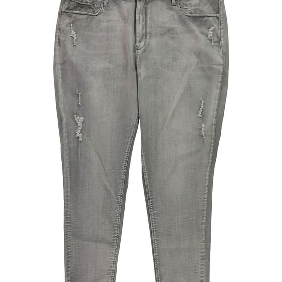 Seven 7 Womens Distressed Skinny Fit Jeans, Grey, Plus Size, 22W