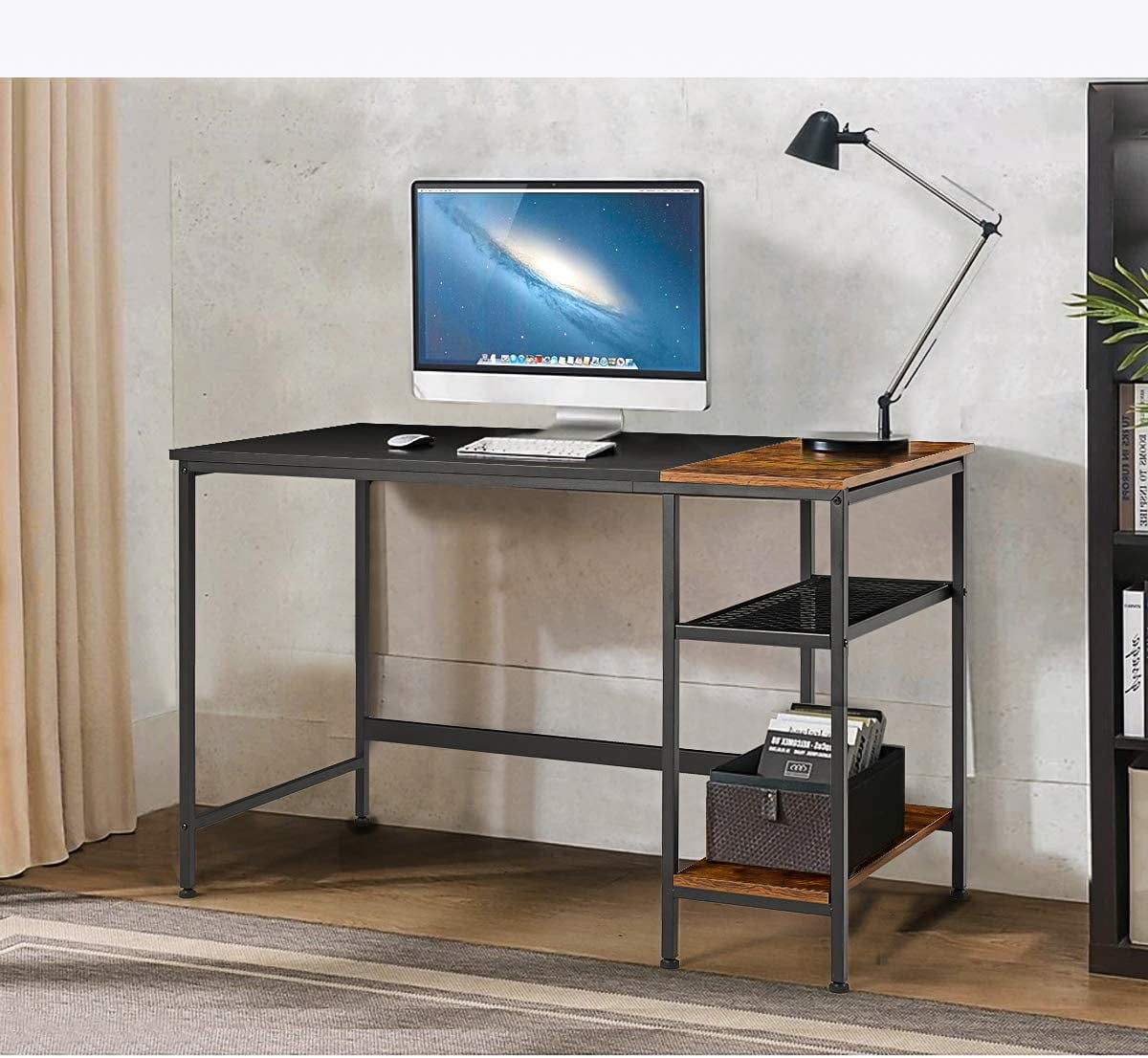 EROMMY Industrial Computer Desk with Storage Shelves,47 inch Modern