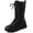 Black(with Fur), variant on Kid's Girls Leather Lace-Up Zipper Mid Calf Combat Riding Winter Boots (Toddler/Little Kid/Big Kid)