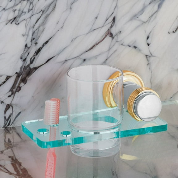 Renovators Supply Glass Toothbrush Holder Wall Mounted Victorian Spectrum Brass Bracket