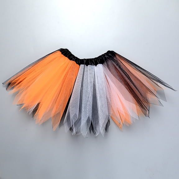 Huowey Toddler Girls Rainbow Birthday Party Tutu Skirt Elastic Waist Irregular Hem Patchwork Color Layered Tulle Skirts Dailywear,Orange,2-8 Years