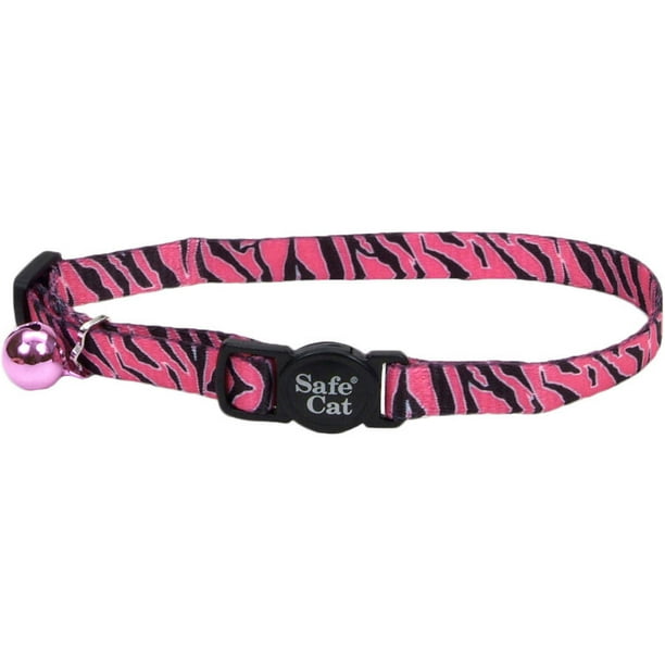 Safe Cat Fashion Adjustable Breakaway Collar, Pink Zebra