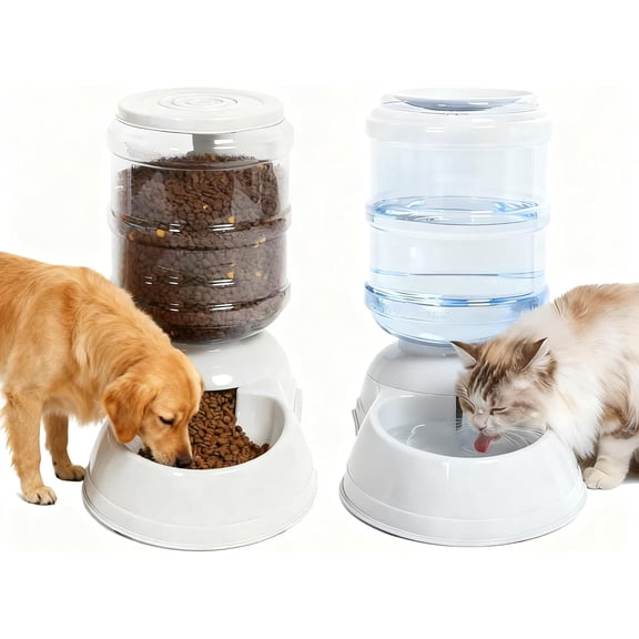 Gravity Pet Feeder and Water Dispenser Set, 3 Gallon/11L Automatic Dog Feeder and Dog Water Dispenser for Dogs Cats Pets Animals Large Capacity