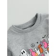 thumbnail image 5 of Newborn Baby Girls Sweatshirt Bubble Romper Long Sleeve Crew Neck Let's Go Ghouls Print Bodysuit Halloween Clothes, 5 of 9