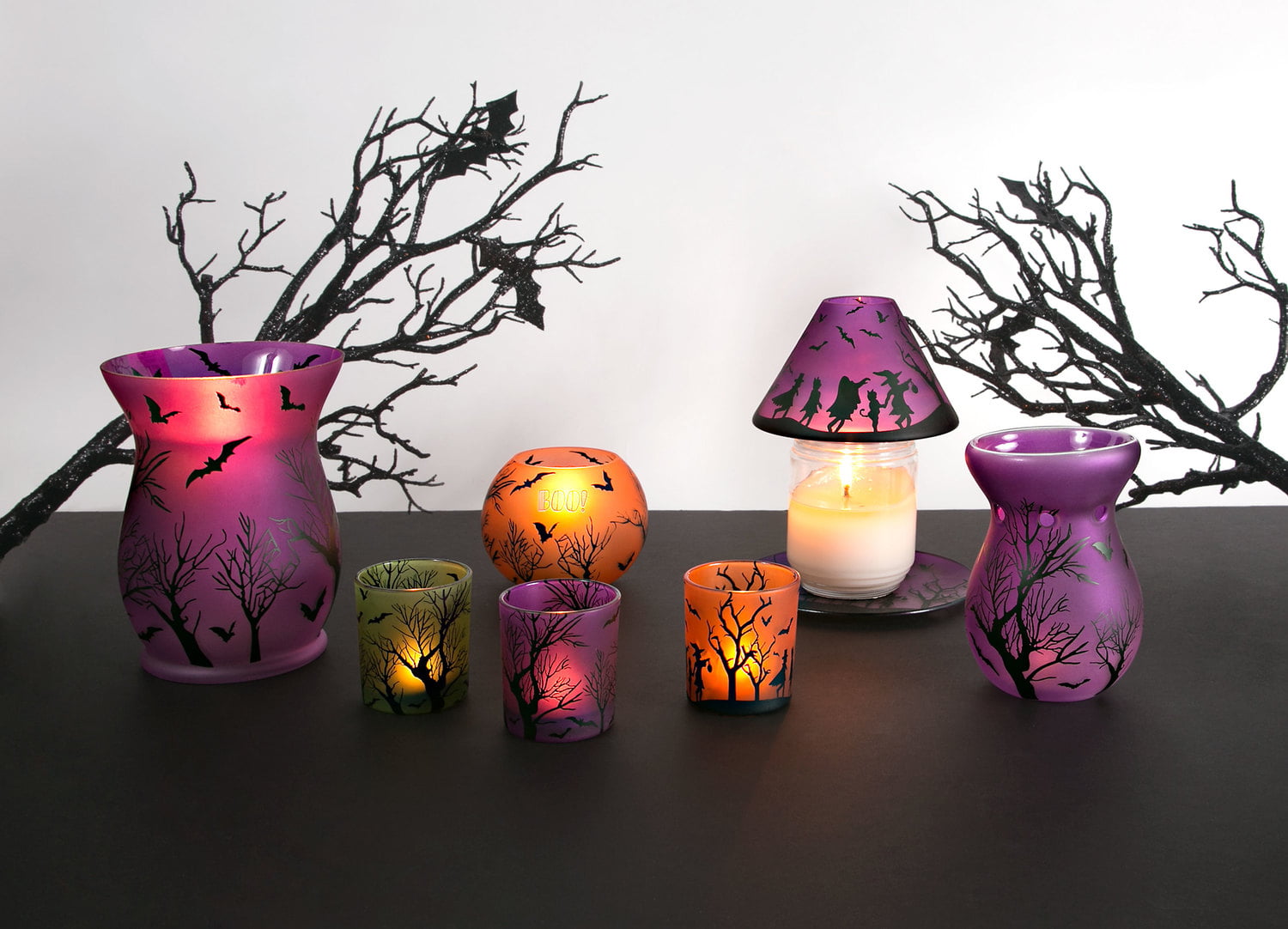 Pavilion Purple Halloween Themed Large Glass Jar Candle Shade