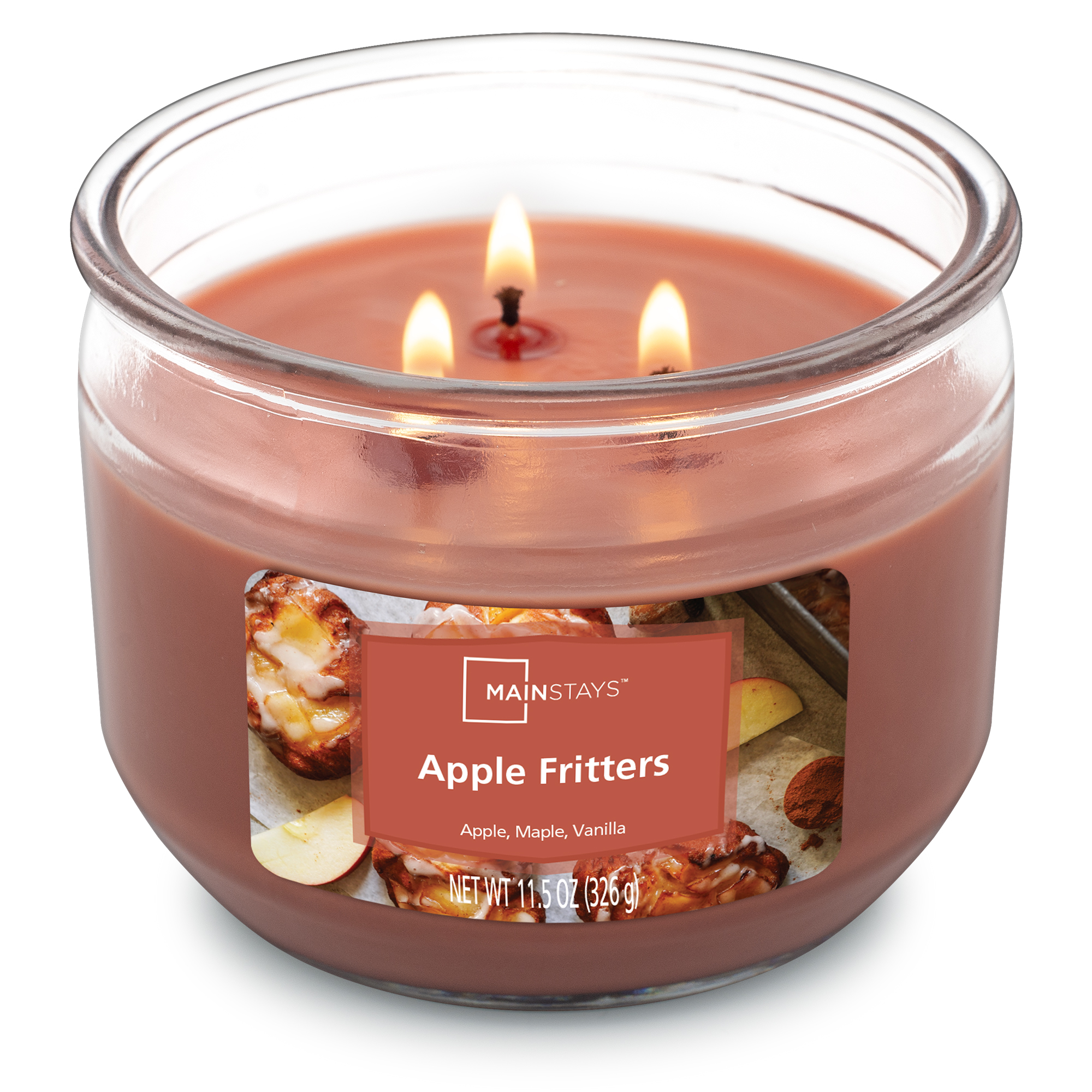 Mainstays Apple Fritters Scented 3 Wick Candle, 11.5 oz.