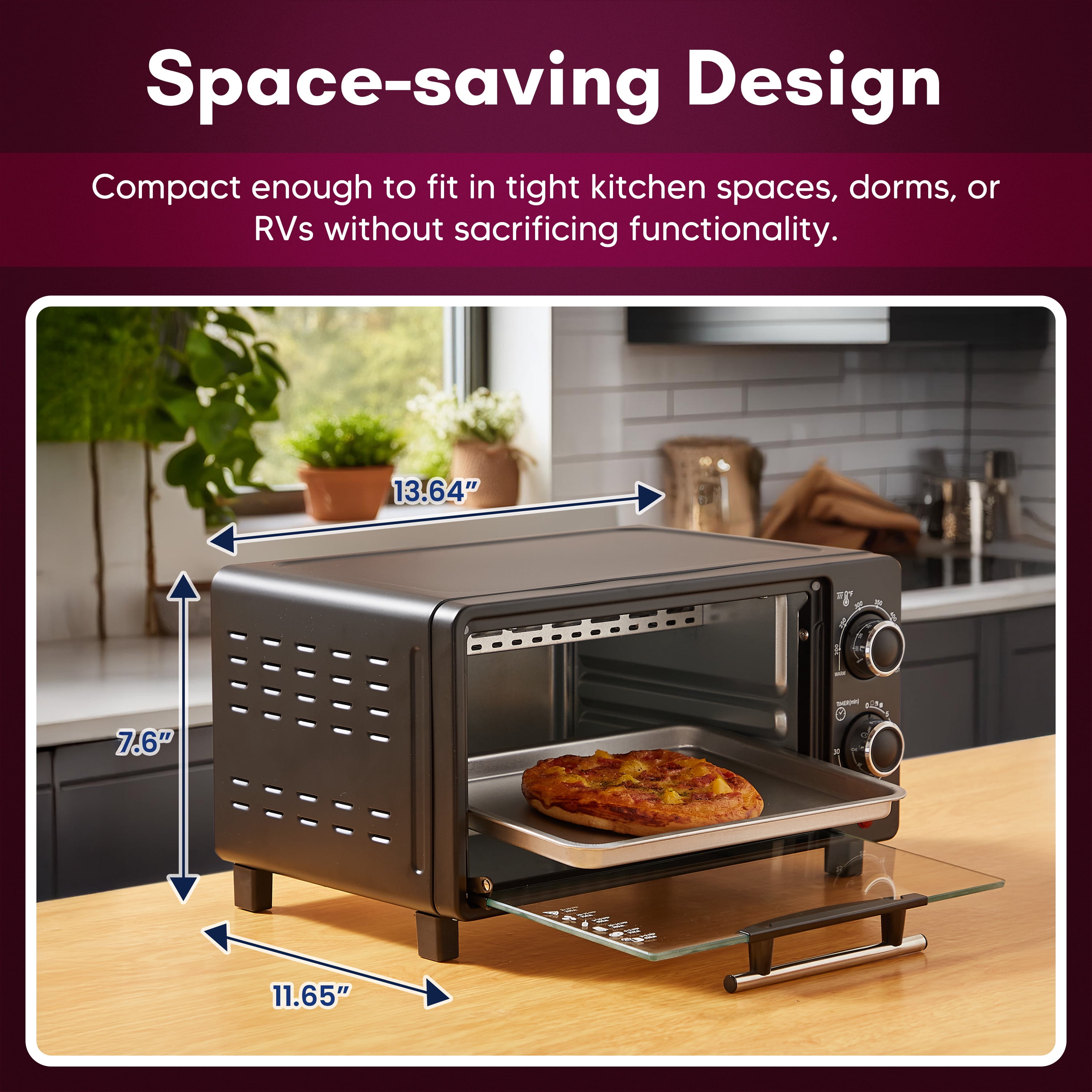 Elite Cuisine ETO059 4-Slice 9.5 Qt Toaster Oven Broiler