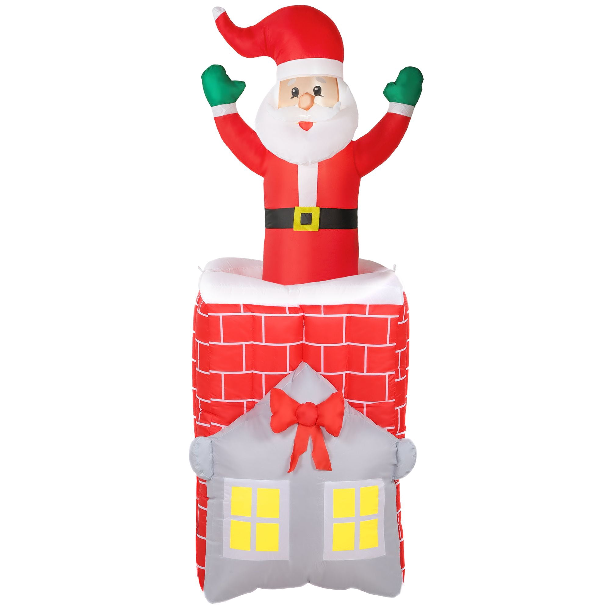 7 ft Christmas Inflatable Santa in Chimney with Built-in LED Lights, Animated Up and Down Blow Up Decoration for Indoor and Outdoor Holiday Display